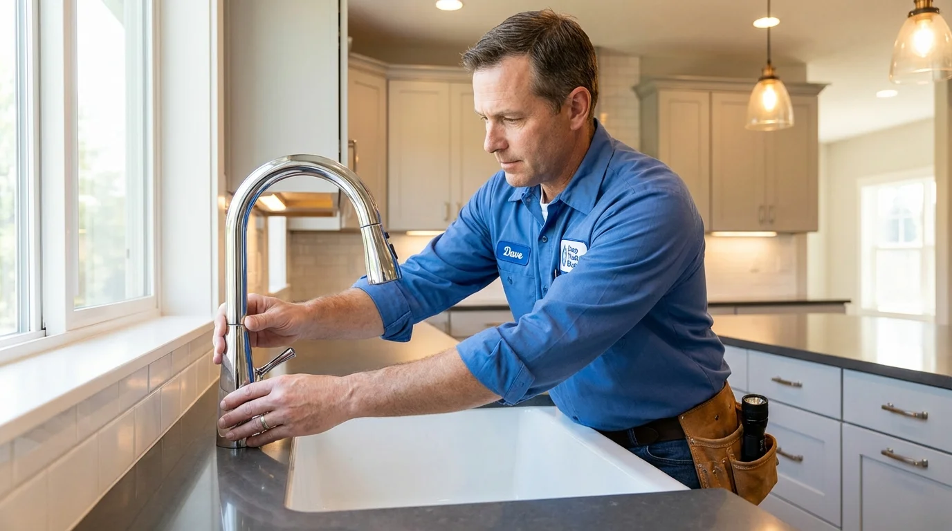 Kitchen faucet installation by Johns Plumbing LLC in Bettendorf