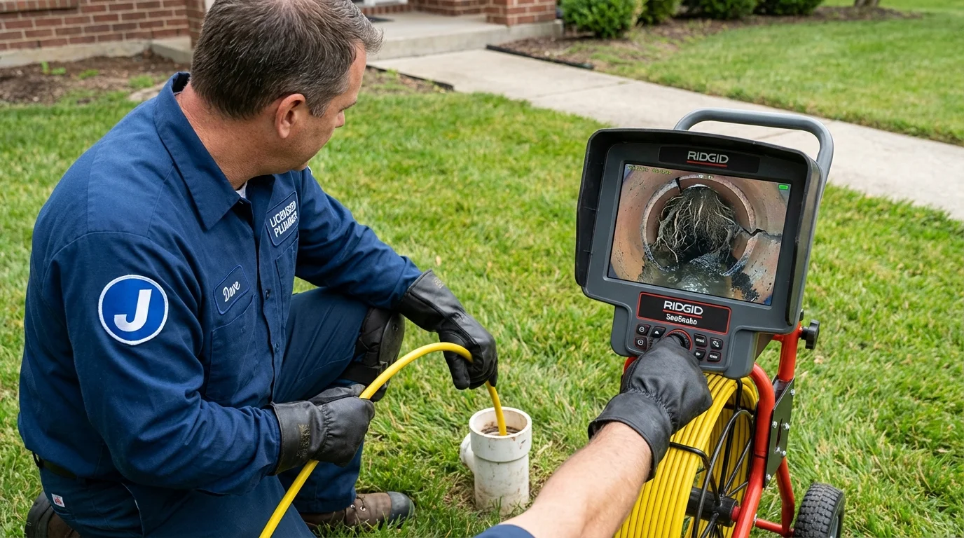 Sewer camera inspection being performed by Johns Plumbing LLC in Bettendorf