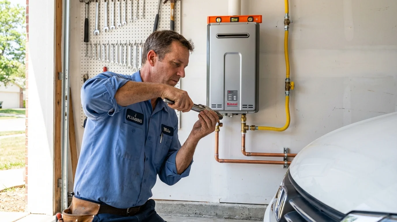 Tankless water heater installation by a Johns Plumbing LLC plumber in Bettendorf